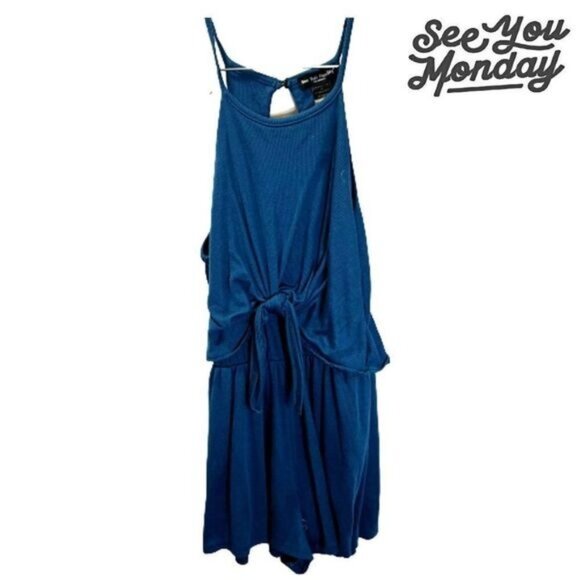 See You Monday‎ Women's Spaghetti Strap Tie Knot Front Short Romper Jumpsuit - Picture 1 of 8